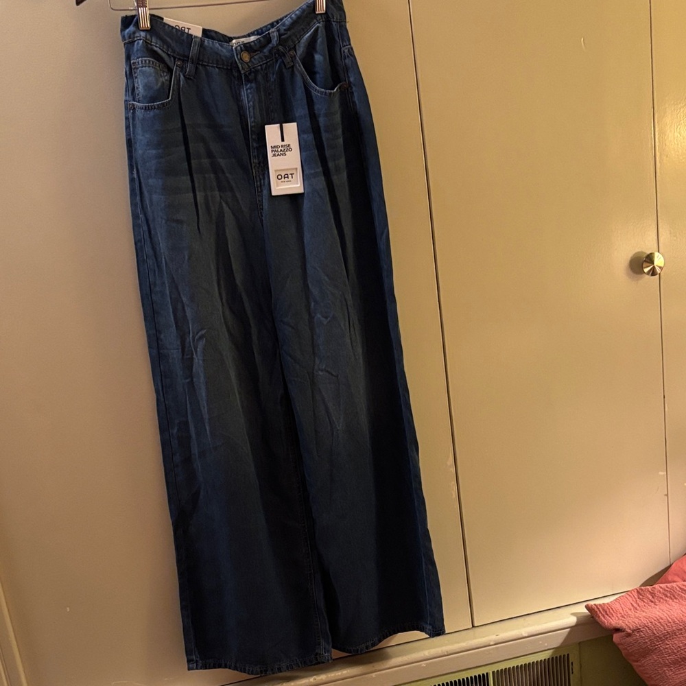 Oat New York Dark Blue Wide Leg Jeans